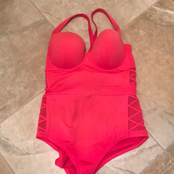 neon pink plus size swimsuit